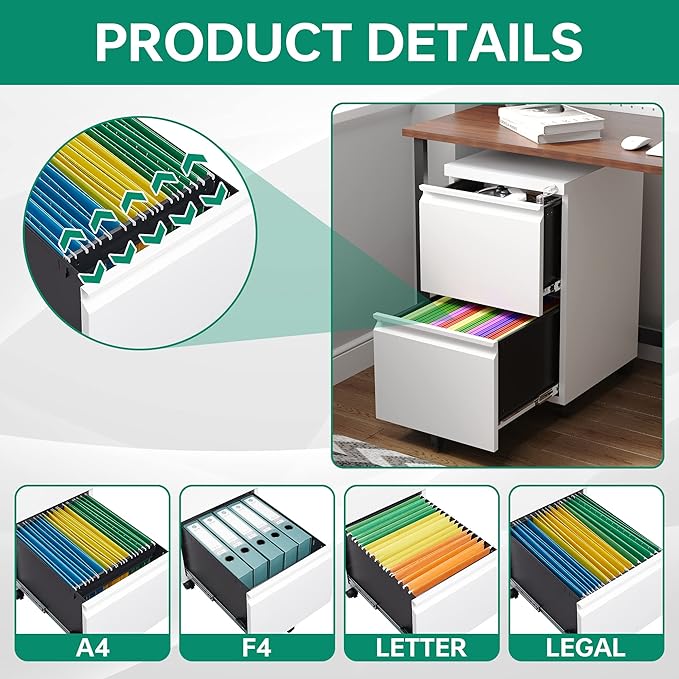 Letaya 2 Drawer Mobile File Cabinet - Image 5