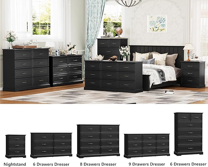 Nightstand Set of 2, Rustic Farmhouse Wood Small Dresser, Bedside Table - Image 6