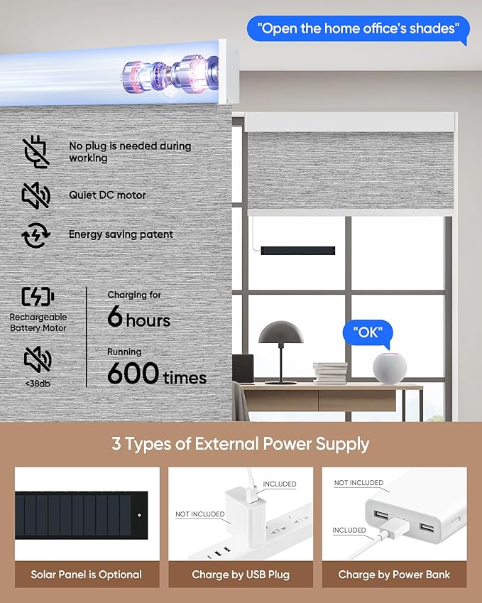 Kincmo Motorized Blinds with Remote, 100% Blackout Motorized Roller Shades Work - Image 5