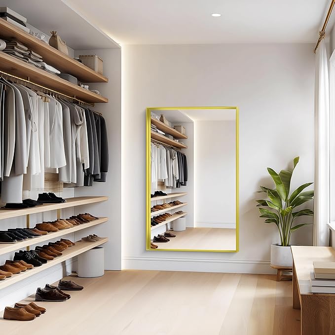 Gold Bathroom Mirror, 36x55 Inch Rectangular Deep Frame Mirror, Large Wall - Image 5