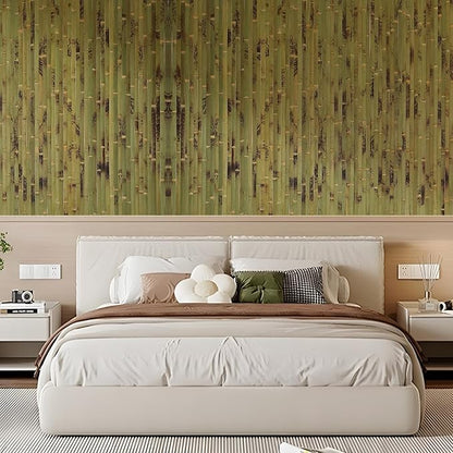 OUZUGIE 1 Pack 96x48 Inch Natural Bamboo Wall Panel – Green Burned Pole Wrap - Image 8