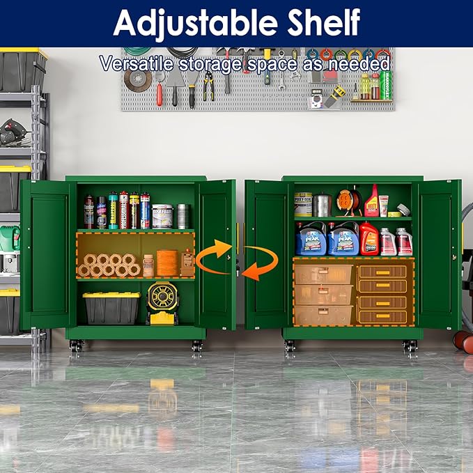 35" H Metal Garage Storage Cabinet, Rolling Tool Cabinet - Image 3