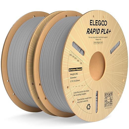 ELEGOO Rapid PLA Plus Filament 1.75mm Gray 2KG, PLA+ 3D Printer Filament by ELEGOO