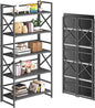 4NM 5 Tiers No Assembly Book Shelves, 51.2" H Folding Bookshelf Bookcase Open by 4NM