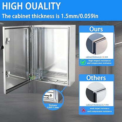 Electrical Enclosure 24x24x12, 304 Stainless Steel Enclosure IP66 Waterproof - Image 2