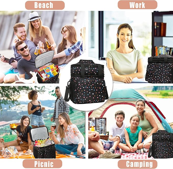 Expandable Insulated Lunch Box, Double Deck Lightweight Large Lunch Bag Tote - Image 7