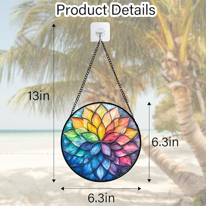 DASTOLL Stained Glass Window Hanging, Colorful Flower Petals Sun Catchers - Image 5