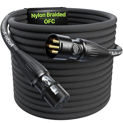XLR Cables 25ft, 20 AWG, Professional Gold-Plated Rean Connectors from Neutrik by AA