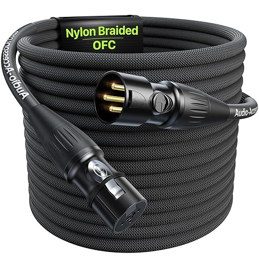XLR Cables 25ft, 20 AWG, Professional Gold-Plated Rean Connectors from Neutrik by AA