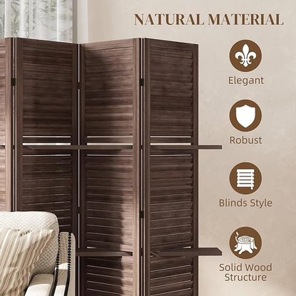 HOMCOM Room Divider, 5 Panel 67" Tall Wood Privacy Screen - Image 5