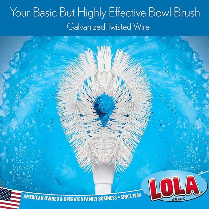LOLA Toilet Bowl Brush w/Curved Head, 3 Pack, Coated Wire, Durable Poly Bristles - Image 3