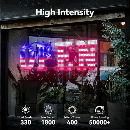 30" x 10" American Flag LED OPEN Sign - Image 3