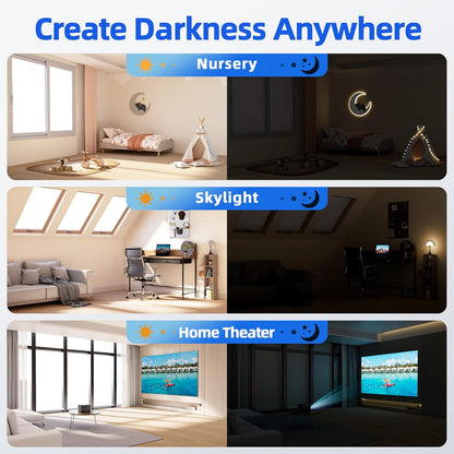 Magnetic Blackout Window Cover with Strong Magnets – 75" x 58" Portable Blackout Curtains for Bedroom, No Drill Black Out Blinds & Temporary Black Out Shades for Windows Film RV Travel Skylight-White
