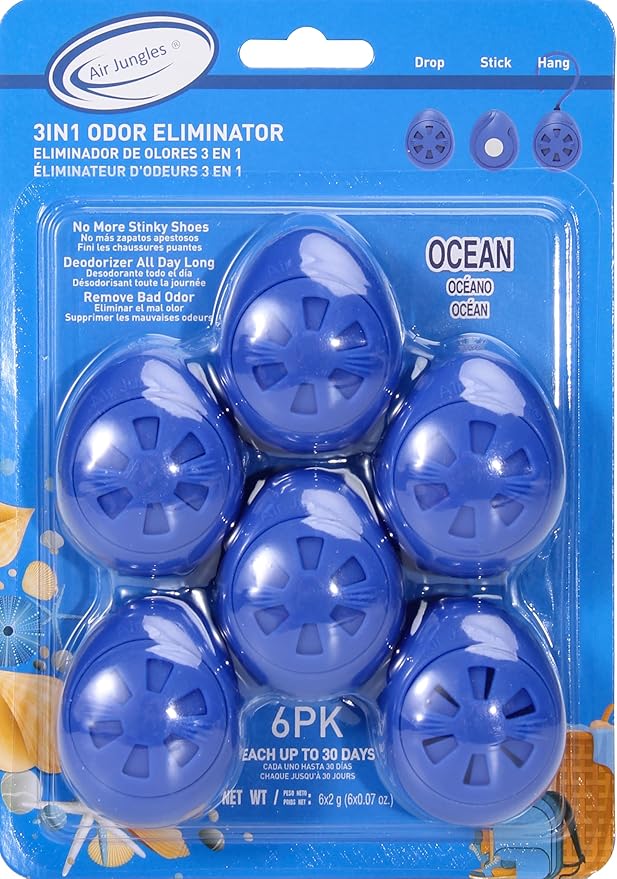 Air Jungles Shoe Deodorizer Balls 6 Ct, Ocean Scent, Odor Remover Balls by AirJungles