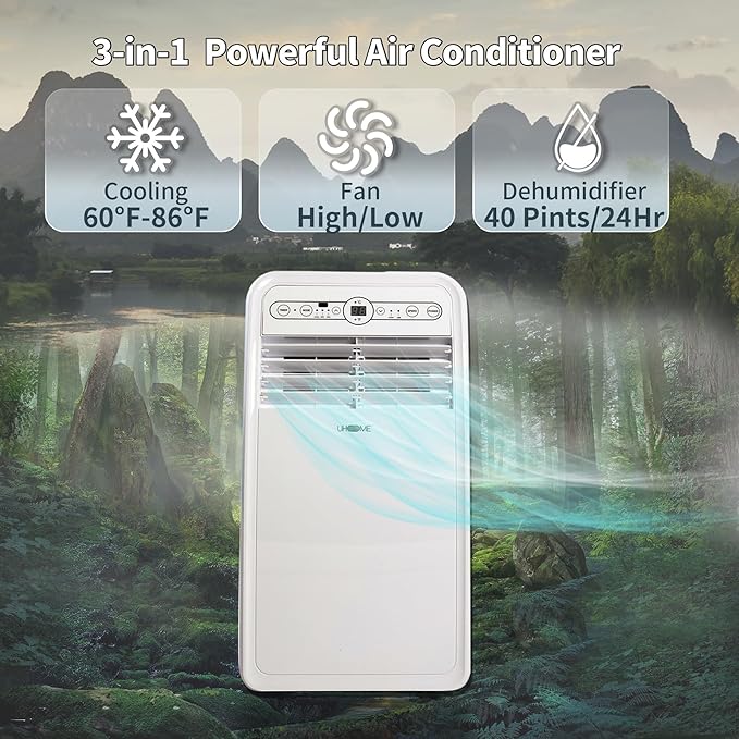 Uhome 8000 BTU Portable Air Conditioner, - Image 3