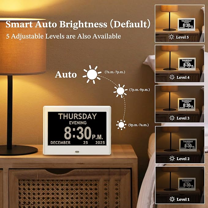7'' Dementia Clock For Seniors, Large Display Digital Clock - Image 4