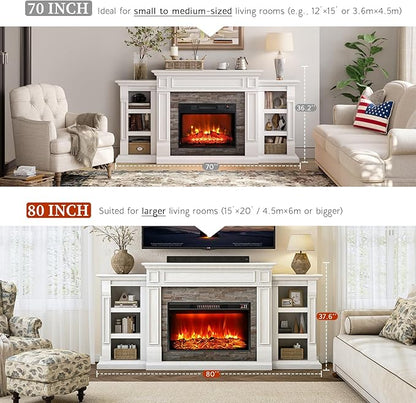 80" Electric Fireplace with Mantel, Fireplace TV Stand - Image 5
