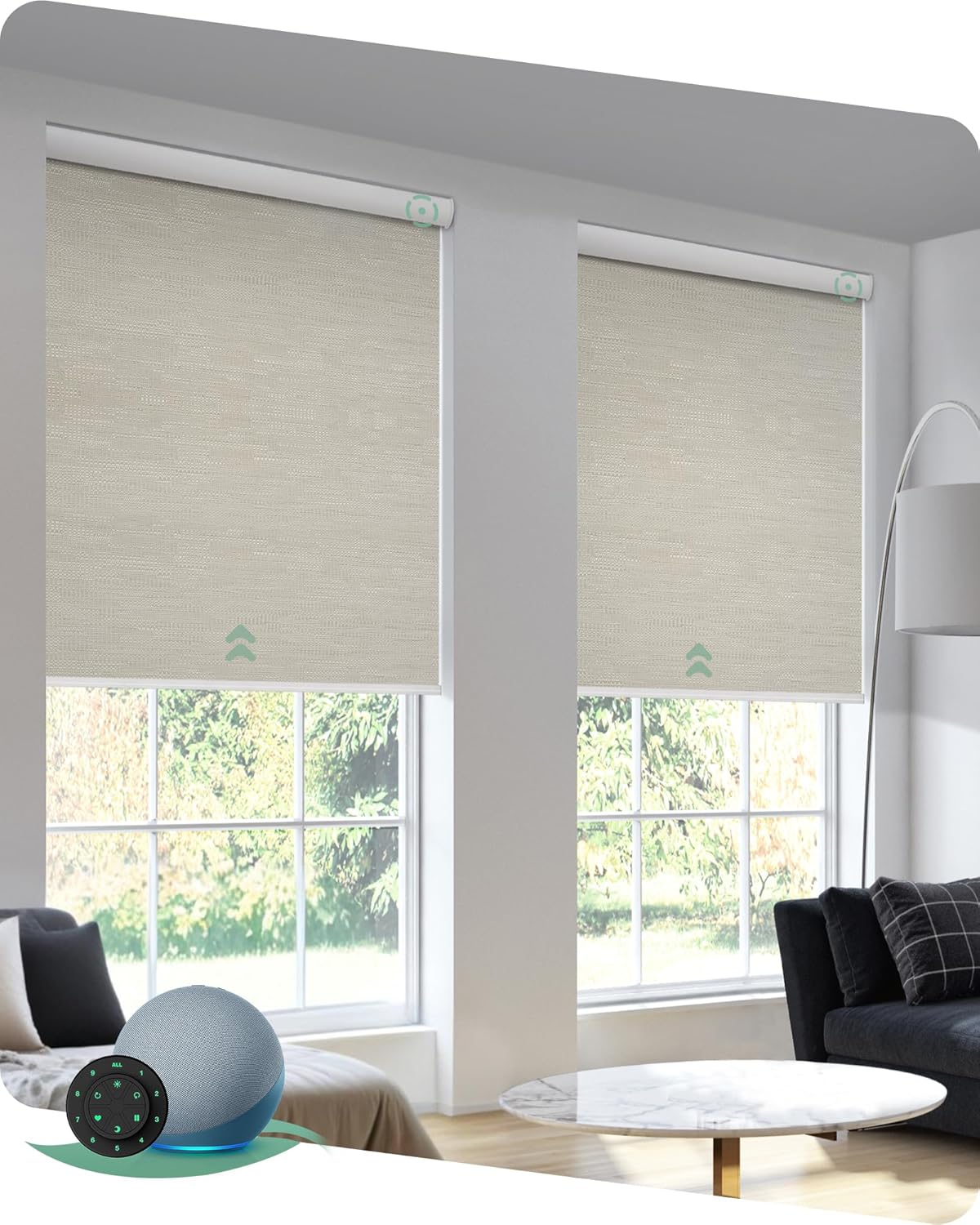Yoolax Motorized Blinds with Remote, Blackout Jacquard Coffee, 23"W x 72...