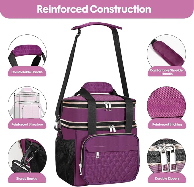 GLENKEY Expandable Insulated Lunch Box, Double Deck Lightweight Large Lunch Bag - Image 4