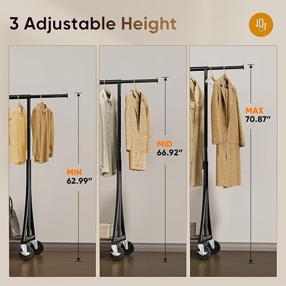 HOKEEPER Clothes Rack with Wood Shelves Height Adjustable Clothing Rack with - Image 5