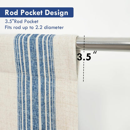 DriftAway Chris Double Layer Blackout Tie Up Curtains Thermal Insulated Fully Lined Vertical Striped Balloon Roman Shade Bathroom Window Adjustable Rod Pocket 39 Inch by 55 Inch Jean Navy