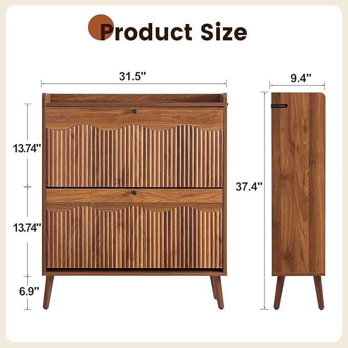 BERRYMERRY 31.5” Fluted Shoe Storage Cabinet - Image 3
