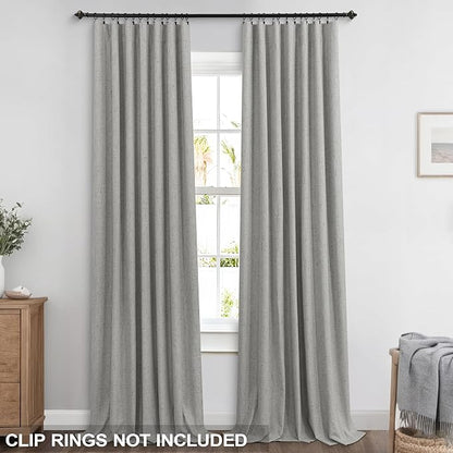 KOUFALL Linen Grey Curtains Blackout - Image 3