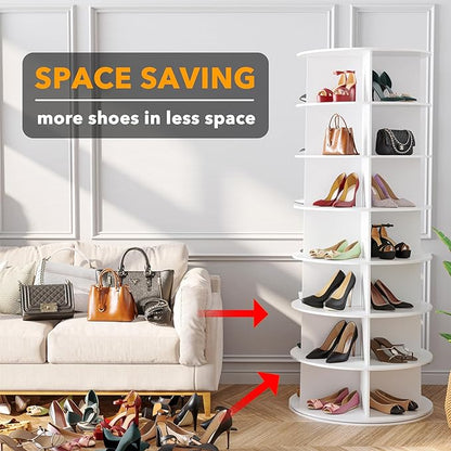 SpaceAid 7 Tier Rotating Shoe Rack Tower, Spinning Shoe Display Lazy Susan - Image 3