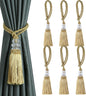 6 Pack Curtain Tiebacks with Tassel, Gold | Tassel Curtain Tiebacks, Rope Curtain Ties, Decorative Curtain Holdback for Window Drapery
