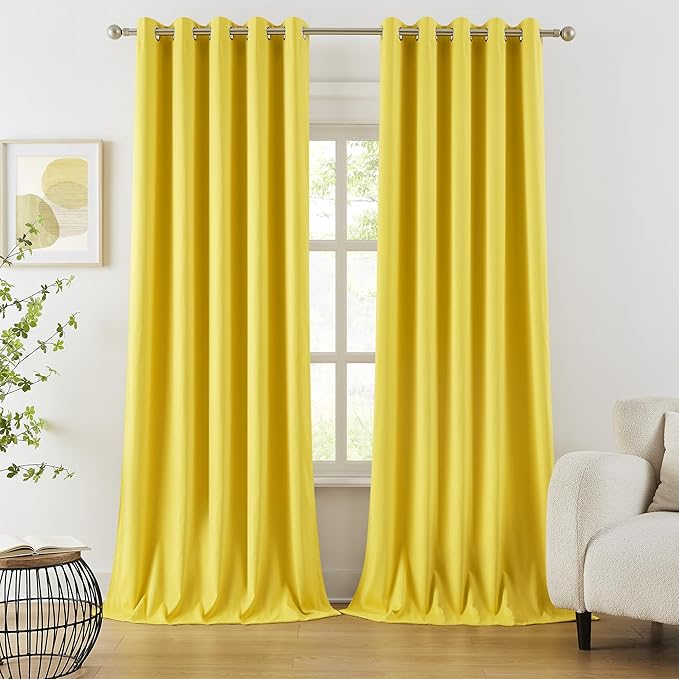 DUALIFE 108 Inch Length Yellow Curtain Drapes by DUALIFE