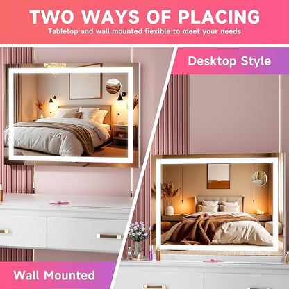 Vanity Mirror with Lights, Dimmable 3 Modes, Memory Function, Smart Touch - Image 4