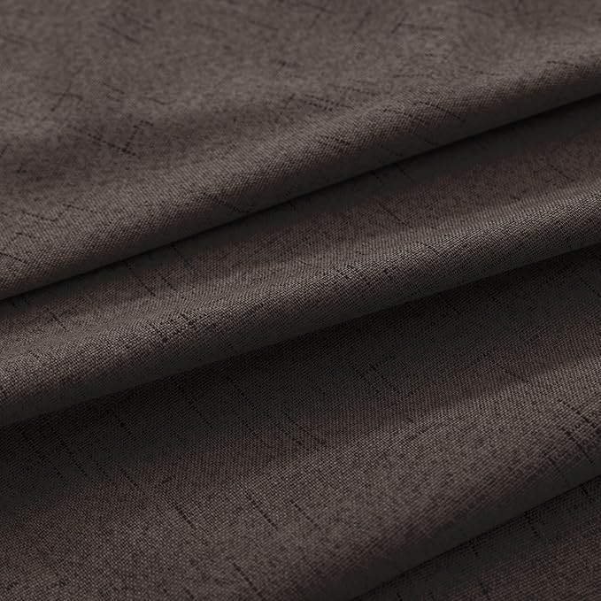 KOUFALL Dark Brown Curtains 108 Inches Long Linen Blackout Room Darkening - Image 8