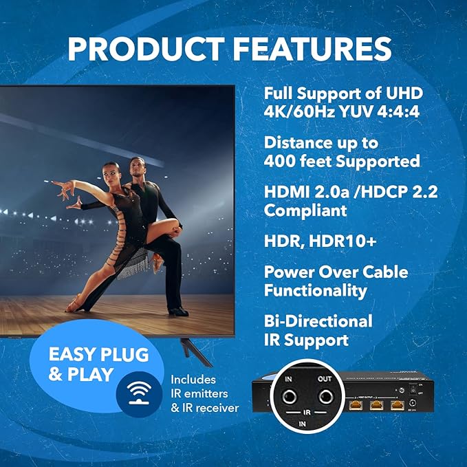 OREI 1x4 HDMI Extender Splitter Over Single CAT6/7 Cable 4K@60Hz - Image 7