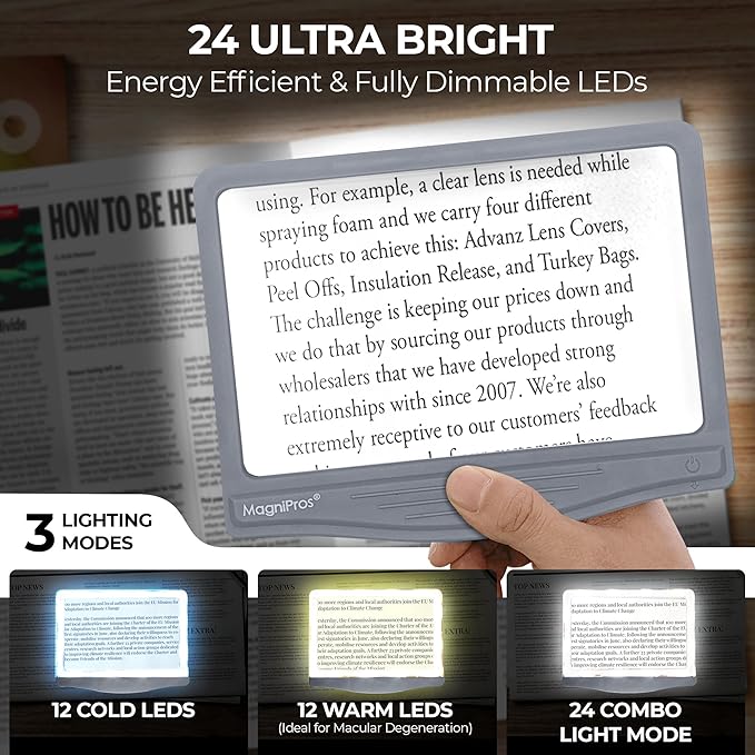 MAGNIPROS Patented 5X Large LED Page Magnifier - Image 4