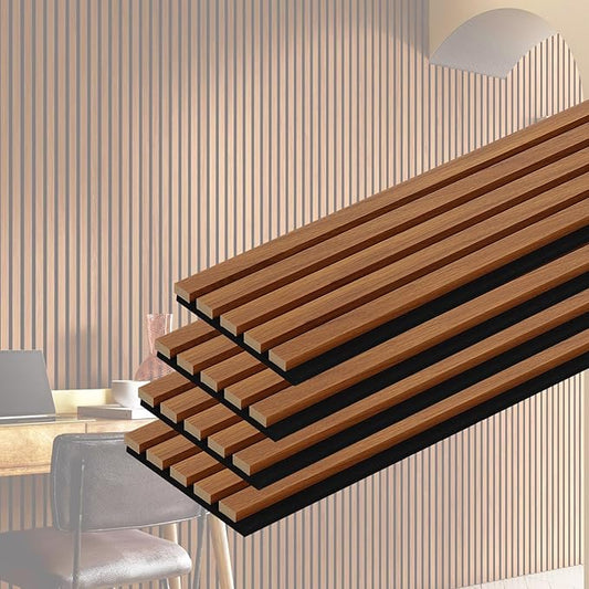 QDYMXUN Wood Slat Acoustic Wall Panels, Living Room by QDYMXUN