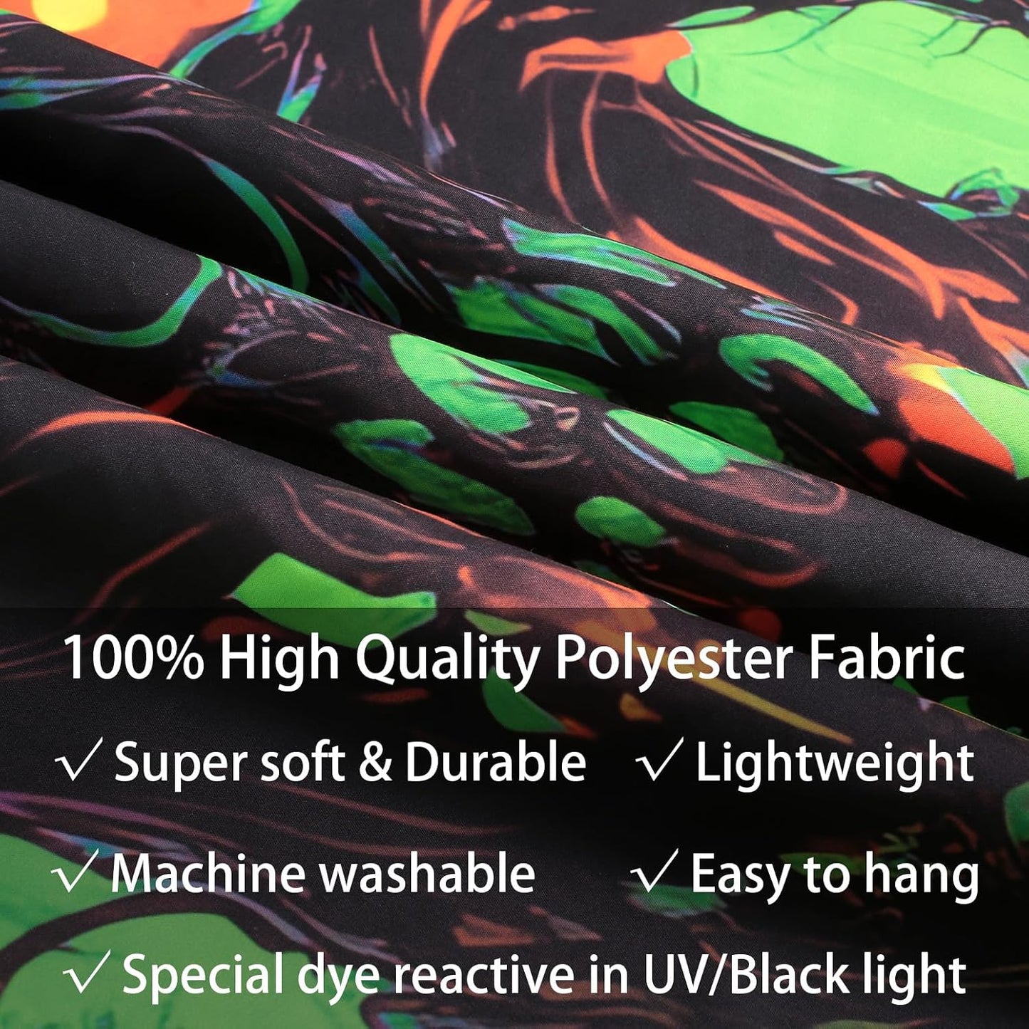 SparkLia Blacklight Fire Skull Tapestry, UV Reactive Burning Skeleton Horror Wall Hanging, Glow in the Dark Scary Dark Forest Surreal Artwork Wall Tapestries Room Decor for Bedroom, Living Room - 29.5" x 39.4"