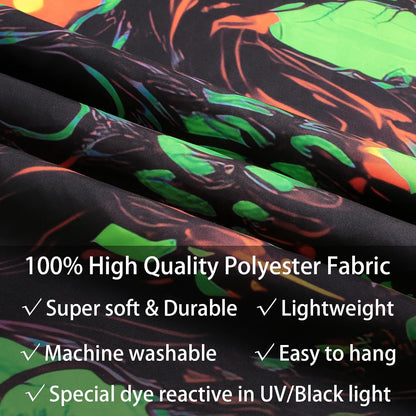 SparkLia Blacklight Fire Skull Tapestry, UV Reactive Burning Skeleton Horror Wall Hanging, Glow in the Dark Scary Dark Forest Surreal Artwork Wall Tapestries Room Decor for Bedroom, Living Room - 29.5" x 39.4"