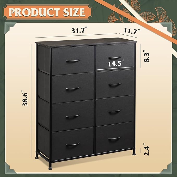 WLIVE Fabric Dresser for Bedroom, Tall Dresser - Image 3