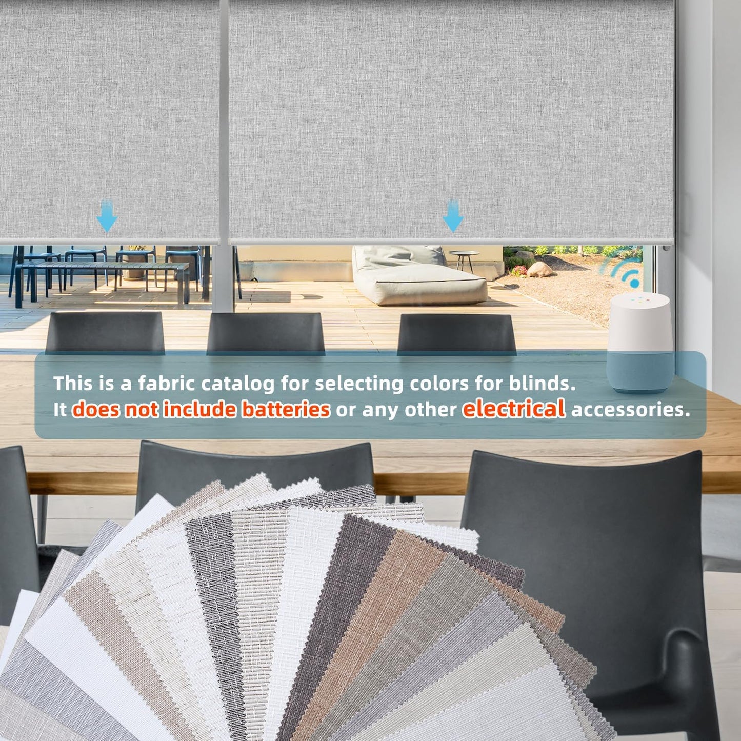 SmartWings 100% Blackout PoE Hard-Wired Roller Shades, Fabric Sample