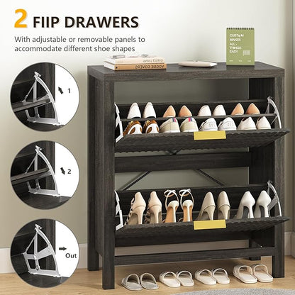 Shoe Cabinet Storage for Entryway, Fluted Shoe Cabinet - Image 4