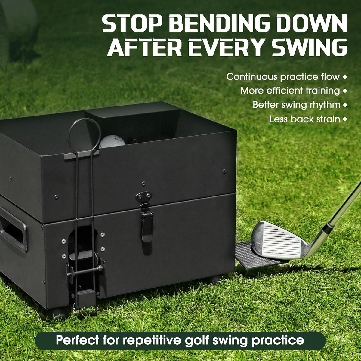 maysun automatic golf ball dispenser for indoor &, front angle view