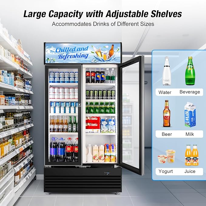 Commercial Beverage Refrigerator, 40 Inch 35 Cu.Ft. Commercial Drink Fridge - Image 5