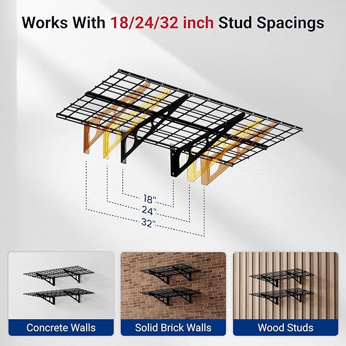 FLEXIMOUNTS 4-Pack 2x4ft 24-inch-by-48-inch Wall Shelf Garage Storage Rack Wall - Image 3
