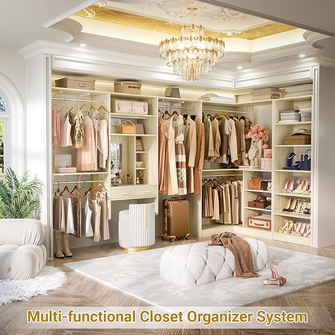 Unikito Closet System with Vanity Desk, 156”Modular Corner Closet Organizer - Image 2