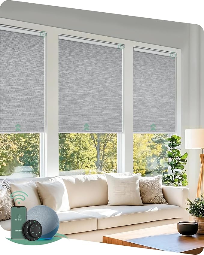 Yoolax Motorized Blinds with Remote, Automatic Window Shades Work with Alexa by Yoolax