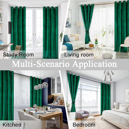JIUZHEN Green Velvet Curtains 96 inches - Image 7