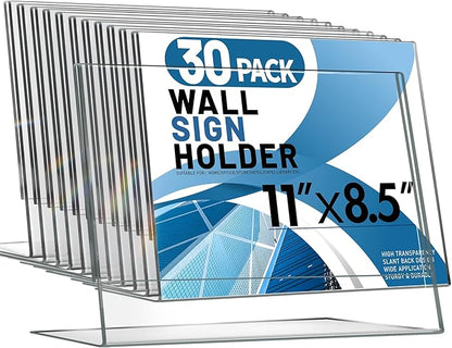 Aheroi 30Pcs Acrylic Sign Holder 8.5 x 11, L-shape Clear Sign Holders, by Aheroi