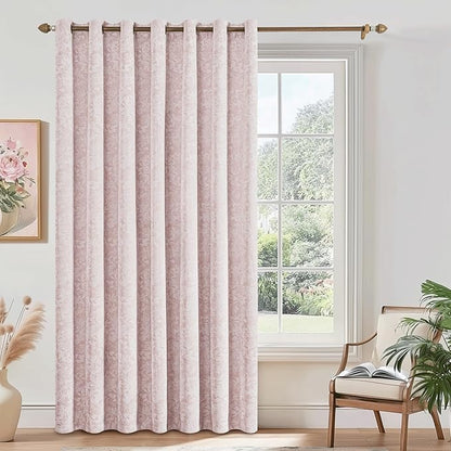 Beauoop Pink Floral Jacquard Blackout Curtains 84 Inches Long by Beauoop