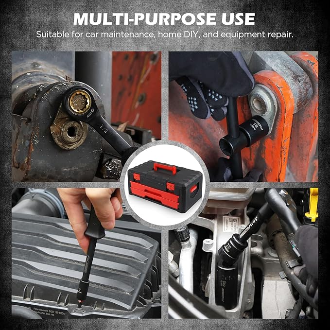 Premium 132-Piece Mechanics Tool Set, SAE/Metric 1/4" & 3/8" Drive Socket Set - Image 7