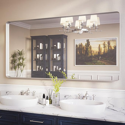 ISKM Silver Framed Mirror for Bathroom 60" x 30" Matte Bathroom Vanity Mirror by ISKM-IStillKeepMovin